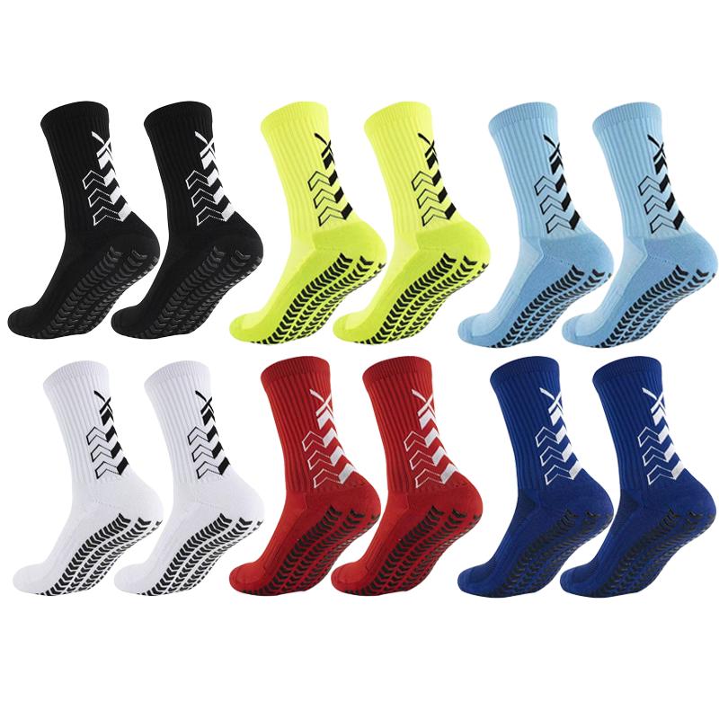 6 Pairs Men Women Non Slip Grip Athletic Socks Reinforced Toe Towel Bottom Breathable Shockproof Football Basketball Baseball Soccer Cycling
