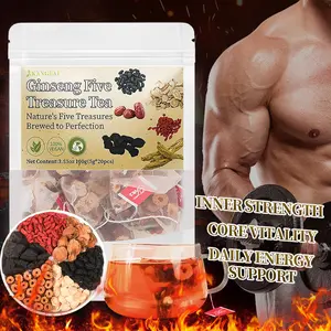 Five Treasure Herbal Tea with Ginseng & Goji –  Premium 5-Herb Formula, 100% Natural & Caffeine-Free –  Supports Warming Energy, Digestive Ease & Everyday Wellness Organic