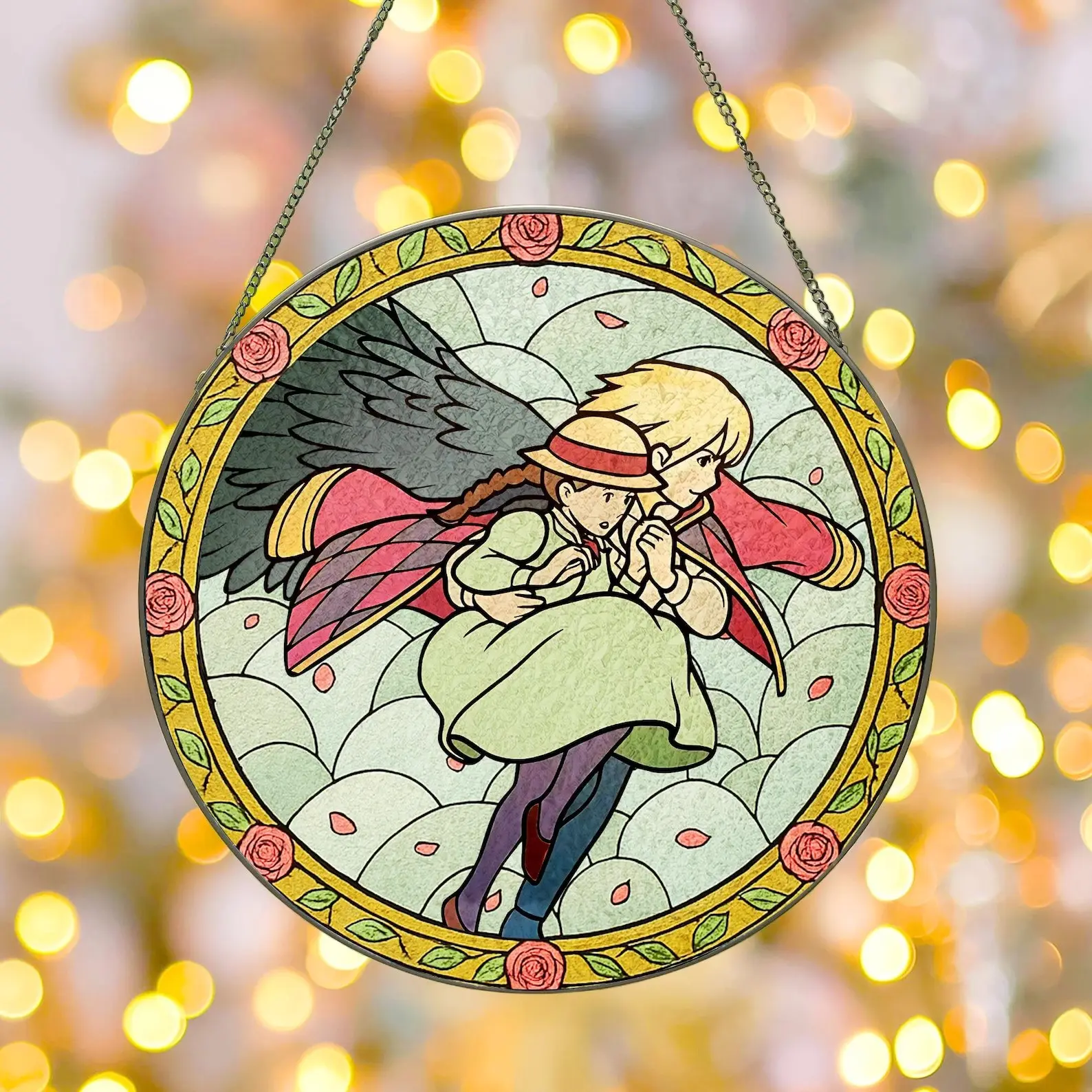 Cottagecore Anime Fantasy Acrylic Suncatcher Magic Wizard Stained Glass Window Hanging Panel Boho Room Decor Ornament Sun Catcher Gift for Anime Lovers