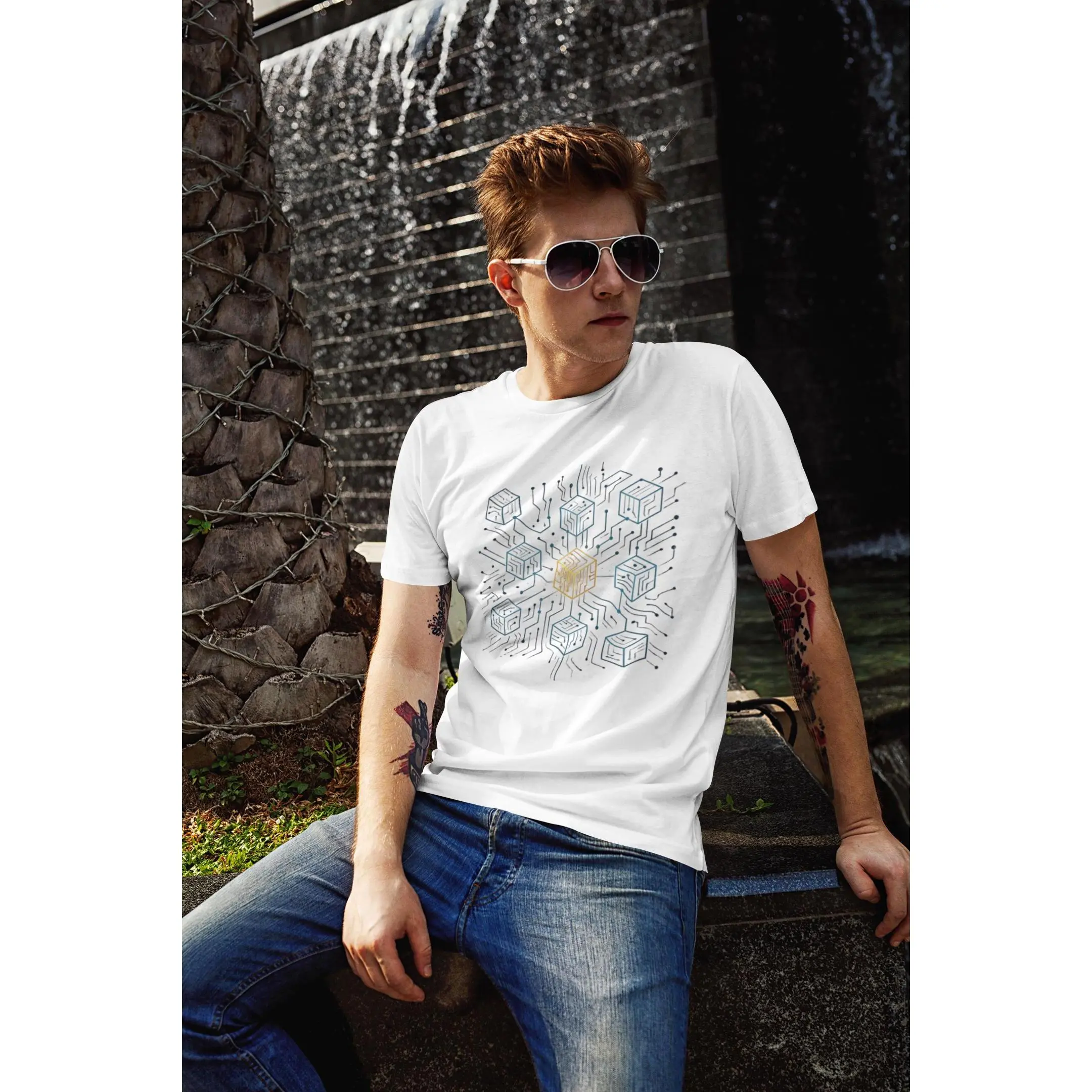 Blockchain Network T-Shirt, Circuit Cube Crypto Shirt, Tech Crypto Investor Gift, Futuristic Blockchain Matrix Tee