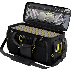 Fishing Hauler Tackle Bags - Water Resistant With Hard Molded Bottom -  for  Water & Salt Water Fishing Tackle Storage - Holds Tackle Boxes and Fishing Gear