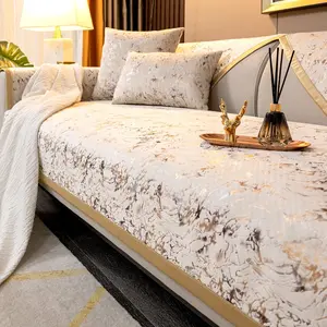 Luxurious Nordic Embossed Sofa Cushion, Arabic Style Couch Cover, Non-Slip Living Room Seat Pad for Home Decor, Dustproof Sofa Cover, Dustproof Sofa Slipcover