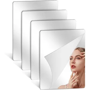 Self Adhesive Unbreakable Acrylic Mirror Full Length Mirror Tiles Flexible Plastic Mirror Sheets 2MM Thick Mirror,Frameless Small Mirror for Home Wall Decor Gym DIY Craft (4, 12"*14")