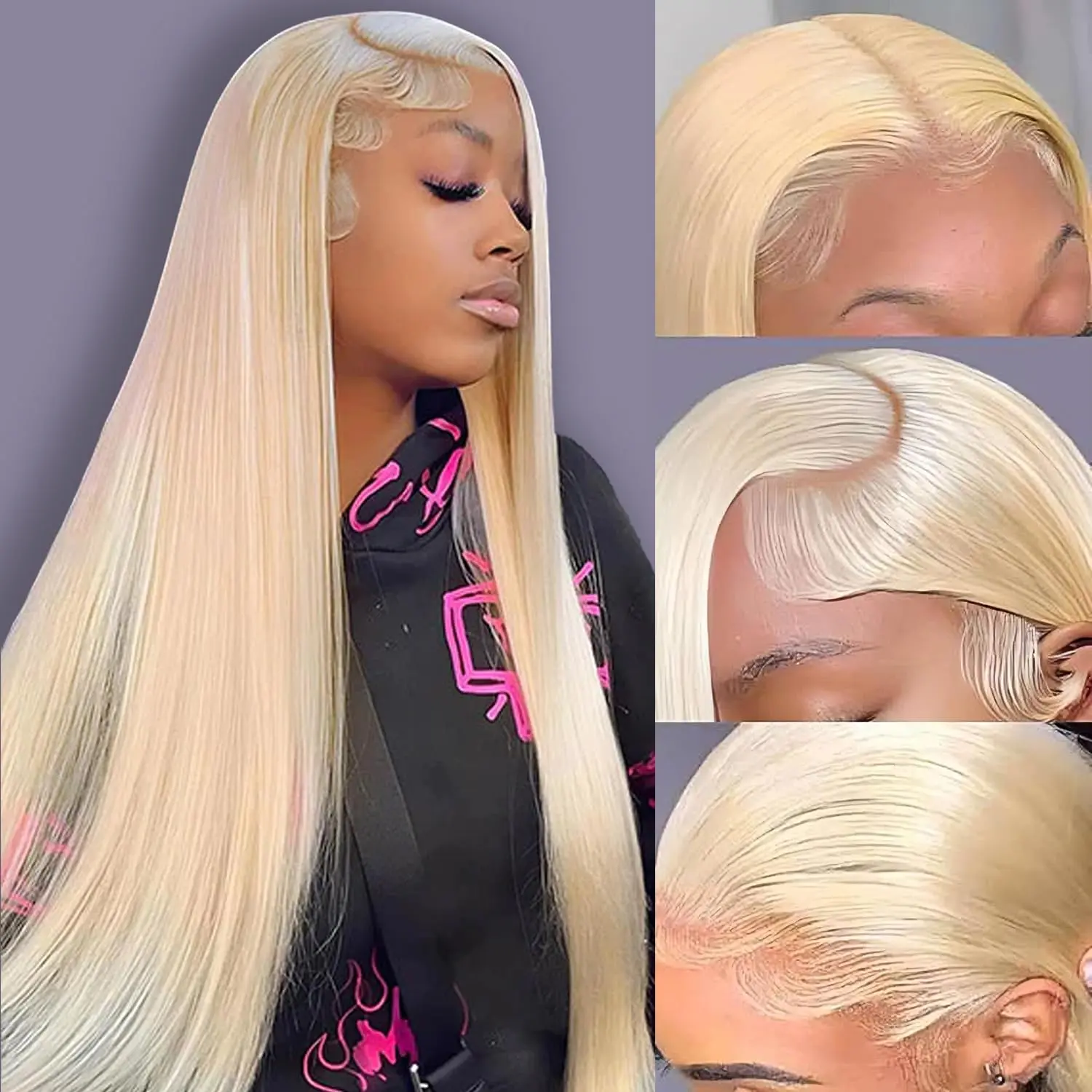 GK 613 13x6 Lace Front Wig Human Hair 180 Density 613 Straight Lace Front Wigs Human Hair 613 HD Transparent Lace Frontal Wig 13x6 Blonde Wig Human Hair Glueless Wig Pre plucked for Women 613 Wig