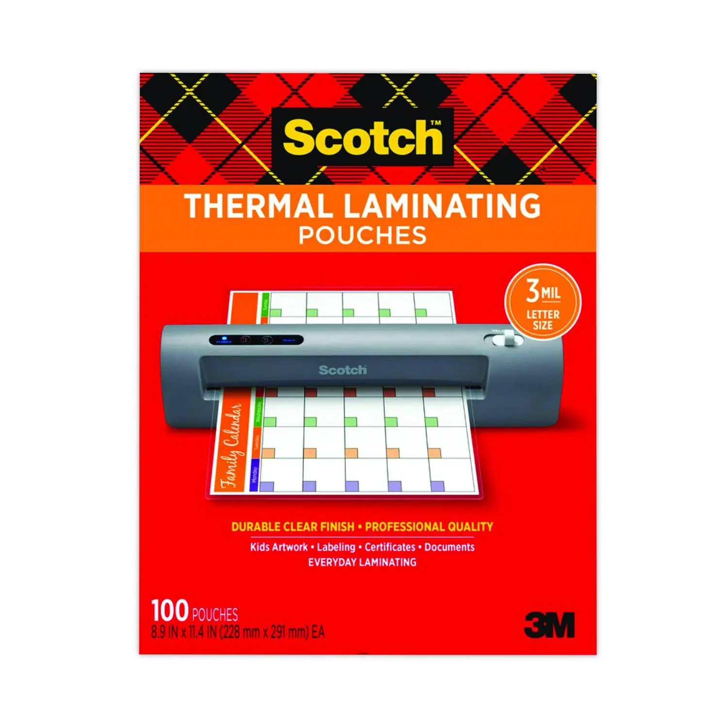 Laminating Pouches 3 mil 9" x 11.5" Gloss Clear 100/Pack TP3854100
