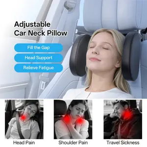 Ergonomic Car Headrest - 1pc with One-Touch Installation - Memory Foam - 180° Height Adjustment & Lifts Up for Space-Saving - Adjustable Width & Height for Adults/ 3+ - Car Neck Pillow with Ergonomic Design, One-Touch Button - Fit for Cars,