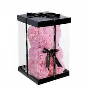 Limited Time Low Price, Light Rose Bear Set, Valentine's Day Gift for Girlfriend, Teddy Bear with Box and Card, Romantic Decoration