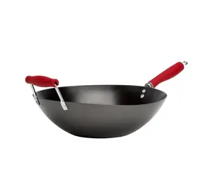 Carbon Steel Non-Stick Stir Fry Pan/Wok 14 inch Red Cookware for Cooking