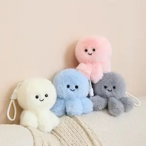 15cm Hanging Piece 40cm Rotating Jellyfish Plush Pillow, Fresh Colors Blue Sofa Cushion, Cute Round Carpet Bed Backrest Gift