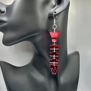 Pink Mirror Acrylic Salmon Bone Smokehouse Earrings