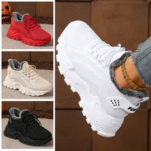 Women's Men's Winter Sneakers Warm Fleece Lined Tennis Shoes Comfortable Outdoor Running Shoes for Women Walking Shoes with Laces and Plush Fleece Lining All-Day Warmth Cozy Comfort