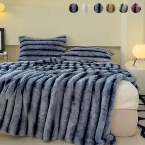 Soft Fluffy Rabbit Fur Blanket, Non-Shrinking, Non-Fading, Easy Care, Ultra Soft Skin-Friendly Home Travel Throw, Soft Winter Blanket