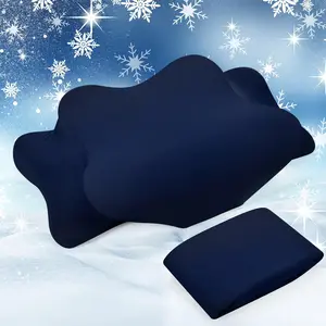 Cooling   Pillowcase Cover (Only Pillow Case)  Pillowcase with Zipper Breathable Contour Pillow Cover for Side   Sleepers(Navy Blue, Size)