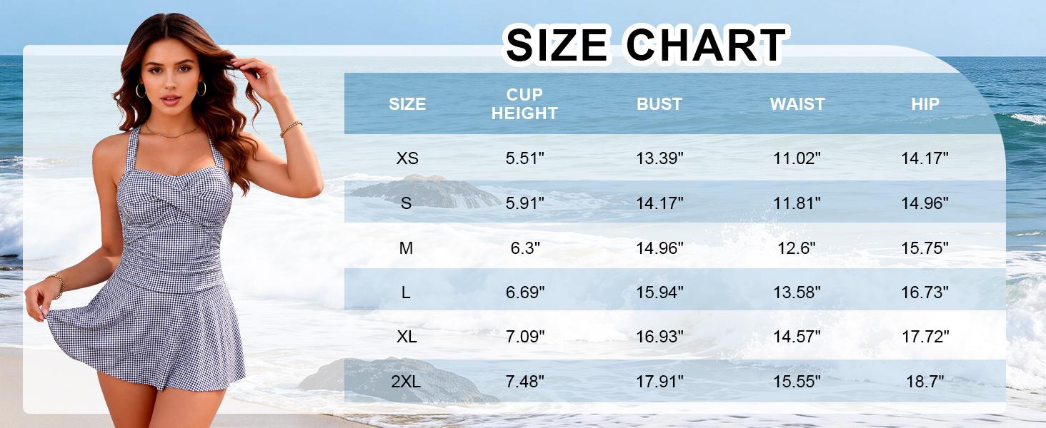 B2LOVER Womens One Piece Swim Dress Tummy Control Swimsuits Chest Cross Swimwear Summer Bathing Suit
