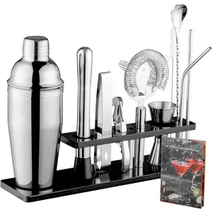Bartender Kit with Stand, 11 count Set,  Shaker Set 24 oz Shaker Bar Tool Set for Beginner with Recipe