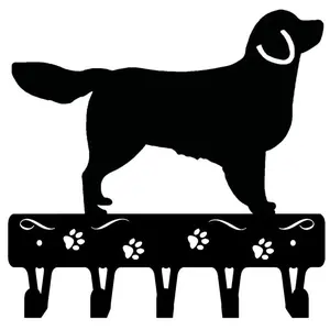 Golden Retriever Key Rack & Dog Leash Hanger – 6/9 Inch Wide Wall-Mounted Hook Design, Ideal for Hallway, Functional and Decorative Organizer, Stylish Key Holder & Leash Hanger