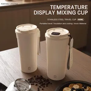 USB Rechargeable Automatic Stirring Cup with LCD Temperature Display Insulated Portable for Car and Outdoor Use