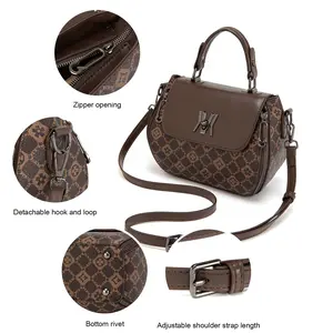 Retro letter-print shoulder bag; classic color-blockedcrossbody and handbag; made of synthetic leather withdistinctive design features, adjustable strap, zip closure,polyester lining, and painted detailing-perfect for anyoccasion