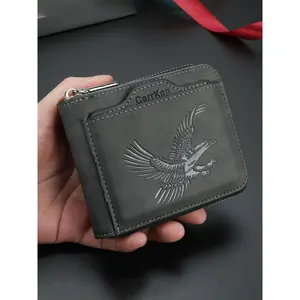 Men's vintage eagle-pattern short wallet, business multi-card slot wallet, casual fashion wallet, suitable for work and daily use, durable bi-fold wallet