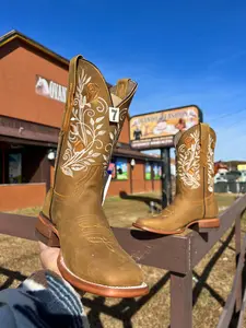 Women's Western Cowboy Boots, Teresa Style in Crazy Mango with a Stylish and Comfortable Leather Sole, Shoe