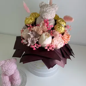 Cute Candle Bear Bouquet Gift with Chocolate Candies – Perfect for Gifting - Birthdays, Baby Shawers or Valentines Days and any Occasions