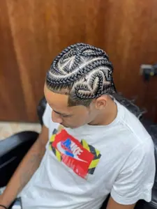 Short Braided Hair Topper for Men, Realistic Scalp Men's Hairpiece, Breathable Full Lace Toupee for Natural Hairstyle