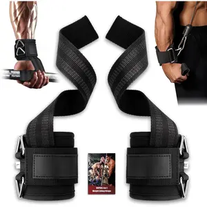 Weight Lifting Straps with Rings, 2 in 1 Wrist Straps for Weightlifting and Cable Machine with Double Triangle Rings and Non-slip Latex Thread, Lifting Cuffs for Home Gym Workout