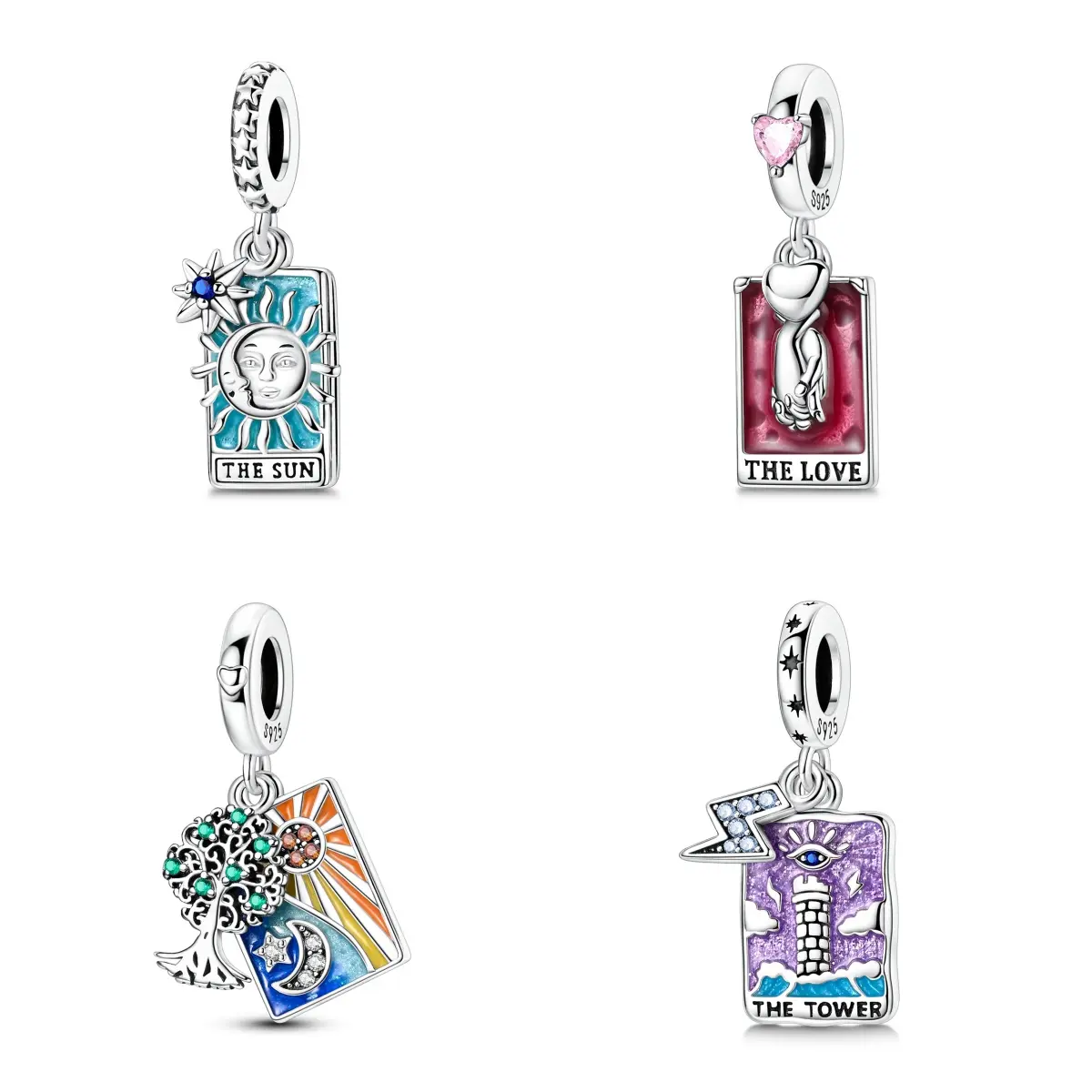 MULA Tarot Charms & Pendants Collection - 925 Silver-plated, Pandora Bracelet Compatible - Sun, Love, Tree, Tower Designs - Metaphysical Shop Spiritual Jewelry for Girl, Valentines Day, Mother’s Day Gifts, Collectibles, Tree Of Life