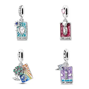 MULA Tarot Pendant Collection - 925 Sterling Silver Pendant, Compatible with Pandora Bracelet - Sun, Love, Tree and Tower - Best Spiritual Jewelry for Girls and Women