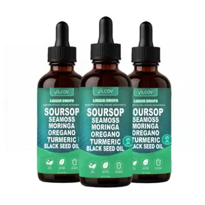 3 Botte Soursop Bitters Liquid Drops 10-in-1 with Nori, Moringa,Turmeric, Black Seed Oil, Oregano, Ashwagandha HerbalExtracts for Overall Health Vegan,Non-QZ 2 fl oz Bathroom Fitness Dietary Supplemen
