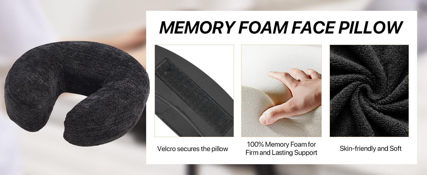 KCC Adjustable Massage Face Cradle for Bed, Home Massage Kit for Sleeping Mattress,Portable Massage headrest with Memory Foam Pillow,Head Rest Support-Eye Surgery Recovery