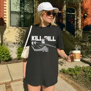 Retro Bill Movie T-Shirt, Unisex Vintage Quentin Tarantino Kill Movie Inspired Graphic Tee, Uma Thurman Japanese Film Poster Text Merch