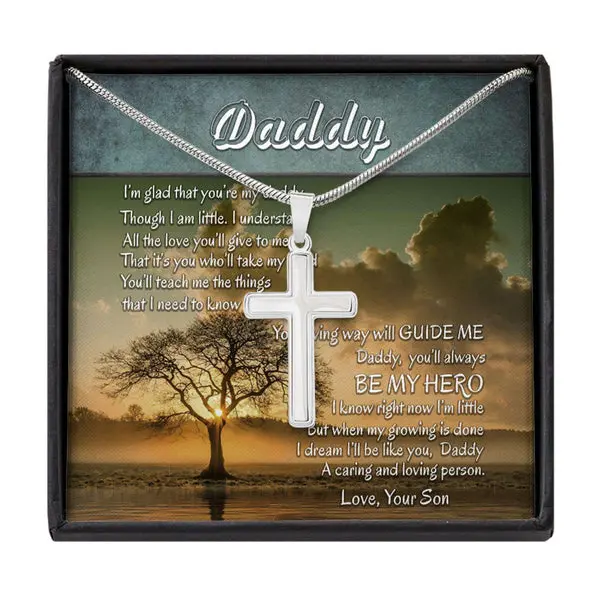 Stainless Steel Cross Pendant Necklace with Snake Chain - Adjustable Length, 0.8in Width, 1.3in Height, Solid Unisex Daily Jewelry, Grandma to Grandson Keepsake Gift with Soft-Touch Box, 'To My Sweet Boy' Inscription, Stainless Steel Jewelry