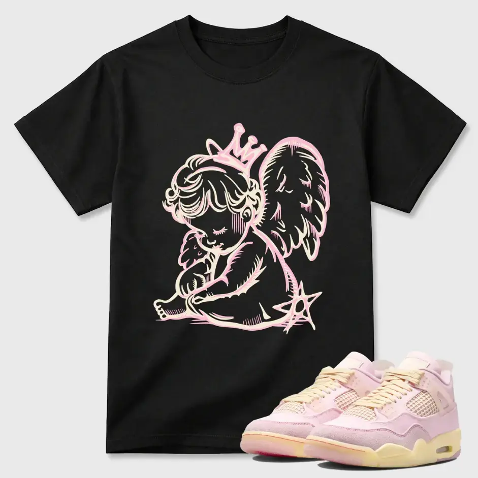 Angel Cute Shirt To Match 4 Pearl Pink and Iced Carmine, 4 Pearl Pink and Iced Carmine Sneaker Matching Shirt, Jordan Match Tee, Cotton Unisex Graphic T-Shirt