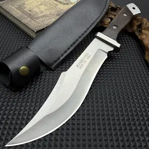 Fixed Blade Kitchen Utility Knife, Sharp Multipurpose Camping Knife with Ergonomic Wood Handle & Sheath