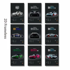 Set of 9, Supercar Poster Set, perfect for a boy’s room; racing murals, ideal for men and teens; sports car wall art, suitable for bedrooms, dorm rooms, and “man caves”; 2D flat, frameless, high-quality printed art