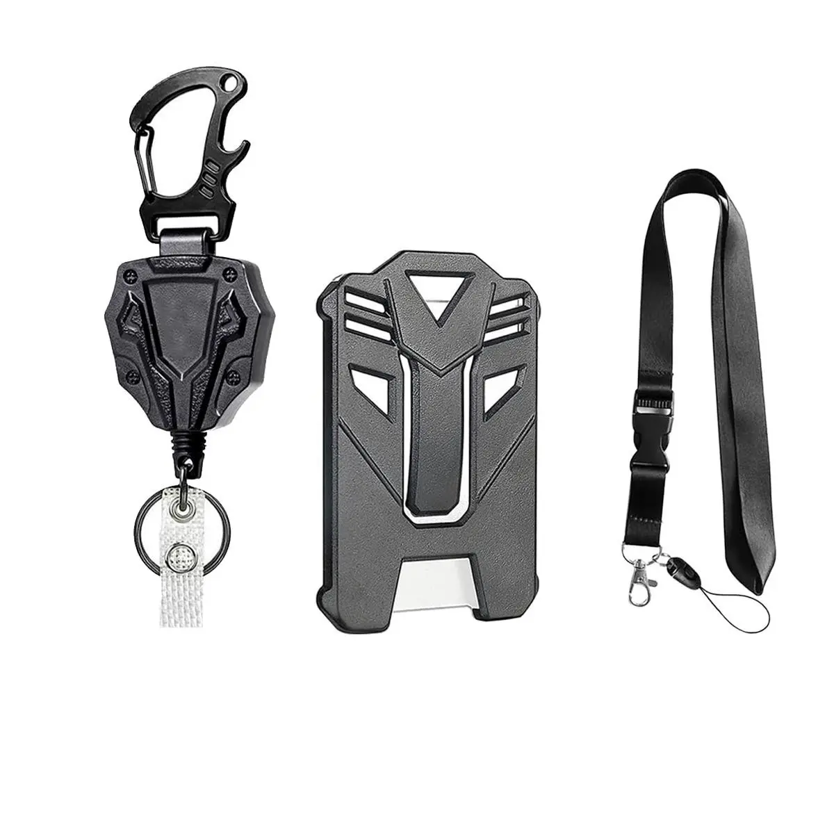 Durable Badge Holder Set with Card Case & Lanyard, Climbing Buckle Keychain, Ideal for Social Workers, Teachers, Men, Retractable Badge Holders, Retractable Badge Reel, Badge Reels Retractable