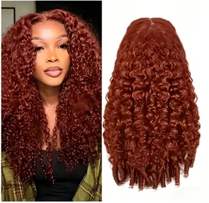 Natural Melt Hairline Wig Burmese Curly Glueless HD Lace Wig 33 # reddish brown wig