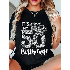100% Cotton Unisex 50 years old It's my Birthday Funny 50th Birthday Women T-Shirt Casual Top
