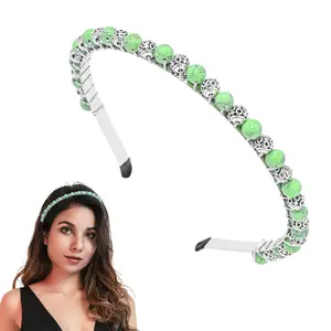 Bead Headband Boho Turquoise Beads Hairband Ceremony Daily Travel Hair Accessories for Women and Girls