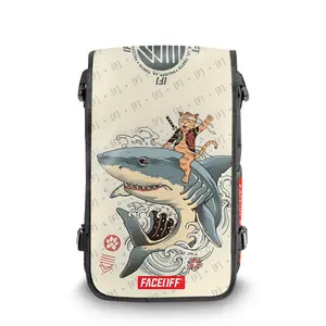 Catana Shark - Faceoff Medium Bag with Cat Riding Shark Design Changeable Face Cover