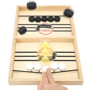 Upgraded Wooden Air Hockey Game Table Indoor Multiplayer Board Game Family Hockey Game with 10 Pucks for Quick Reflexes & Skill-Building Fun