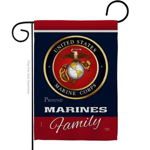 Breeze Decor G158411-BO 13 x 18.5 in. Marines Proudly Family Garden Flag with Armed Forces Marine Corps Double-Sided Decorative Vertical Flags House Decoration Banner Yard Gift
