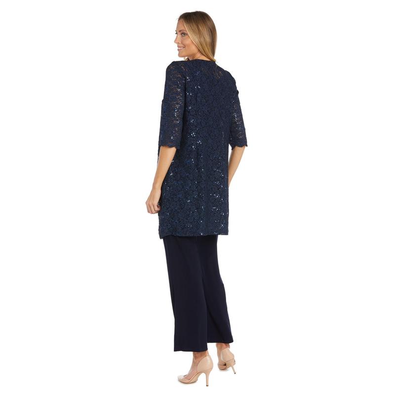 Lace Pantsuit with Pearl Neckline