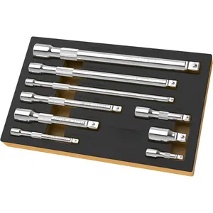 9- Wobble Extension Bar Set | 1/4 3/8 1/2 Drive | Cr-V Steel | Tight Space Solution | with EVA Tray