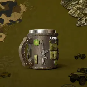 Creative Mugs Retro Army Design Coffee Cups & Beer Mugs Washable Reusable for Military Enthusiasts Collectors Men's Caves or Military Birthday Party Decorations Exquisite Craftsmanship Drinkware Tumbler - Reuse Vintage