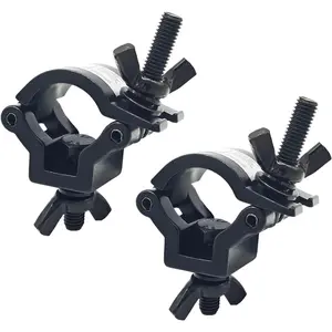 DJ Lighting Clamps 1" to 1.18" Lighting Mount Fits 25-30mm OD Pipe Heavy Duty 165 Lbs Hook Clamps  Alloy for Stage Light (2 Pcs Black 1Inch Clamp)