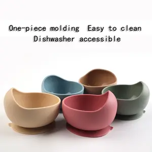 Baby Bowl Microwave & Dishwasher Safe Silicone Feeding Plate, Soft Edges Non-Toxic Utensils, Easy Clean Baby Dining Essential Mold Bowl