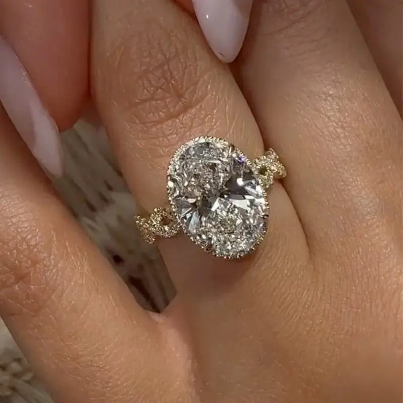 Maxine CZ 4.5ct Oval Cut Engagement Ring,5A Cubic Zirconia Women's Ring Jewelry,Travel Ring, Wedding Ring for Daily,Proposal,Birthday,Anniversary, Engagement Rings