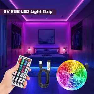 3.28ft-131.23ft LED Light Strip, Multi Mode LED, RGB Atmosphere Lighting, Adjustable RGB Lighting, 44-Key Remote Control, Color Changing, Dimmable, Ideal for Bedroom, Living Room, Kitchen, Party